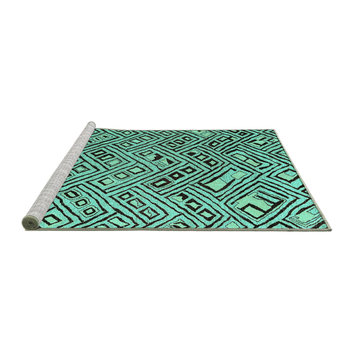 Sideview of Machine Washable Solid Turquoise Modern Area Rugs, wshabs4751turq