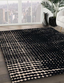 Abstract Charcoal Gray Modern Rug in Family Room, abs4752