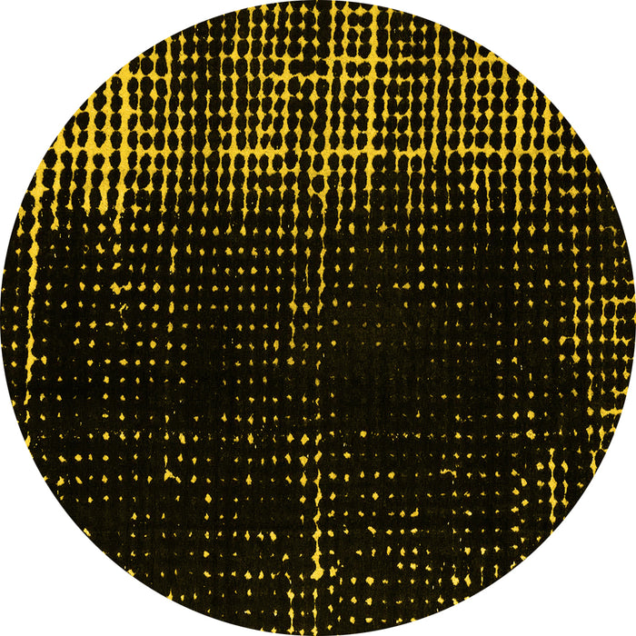 Round Abstract Yellow Modern Rug, abs4752yw