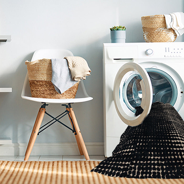 Machine Washable Abstract Western Charcoal Gray Rug in a Washing Machine, wshabs4752