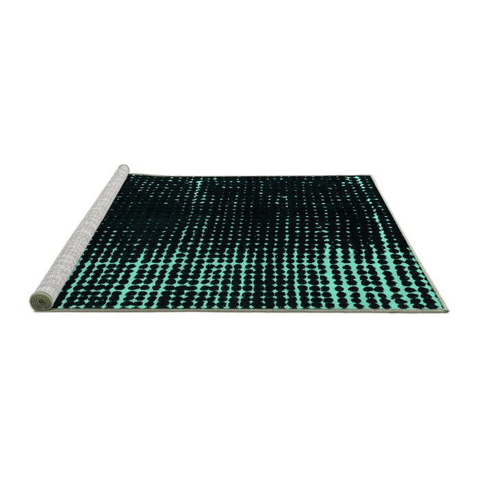 Sideview of Machine Washable Abstract Turquoise Modern Area Rugs, wshabs4752turq