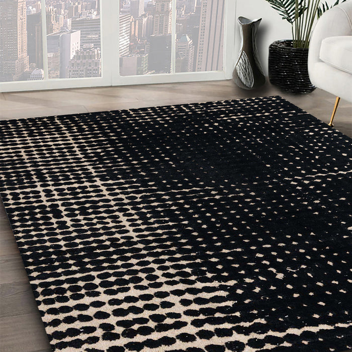 Machine Washable Abstract Western Charcoal Gray Rug in a Family Room, wshabs4752