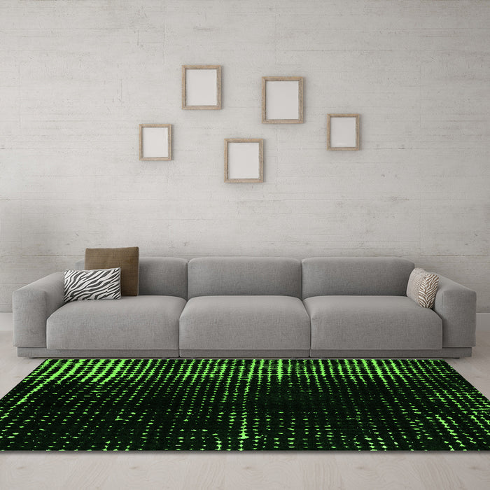Machine Washable Abstract Green Modern Area Rugs in a Living Room,, wshabs4752grn