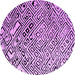 Round Machine Washable Solid Purple Modern Area Rugs, wshabs4753pur