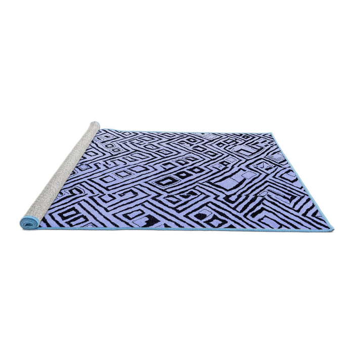 Sideview of Machine Washable Solid Blue Modern Rug, wshabs4753blu