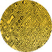 Round Machine Washable Solid Yellow Modern Rug, wshabs4753yw