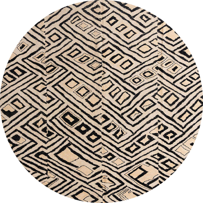 Round Machine Washable Abstract Pastel Orange Rug, wshabs4753