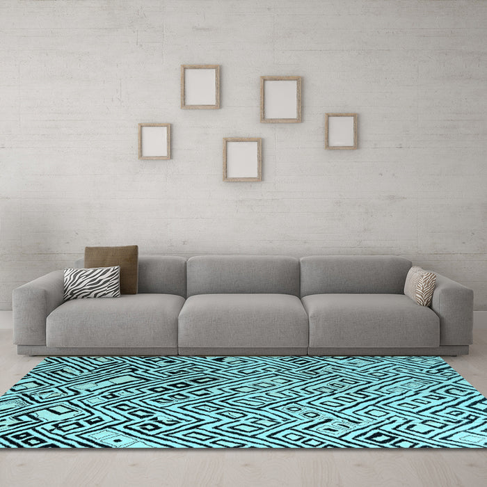 Machine Washable Solid Light Blue Modern Rug in a Living Room, wshabs4753lblu