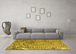 Machine Washable Solid Yellow Modern Rug in a Living Room, wshabs4753yw