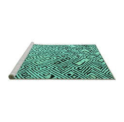 Sideview of Machine Washable Solid Turquoise Modern Area Rugs, wshabs4753turq