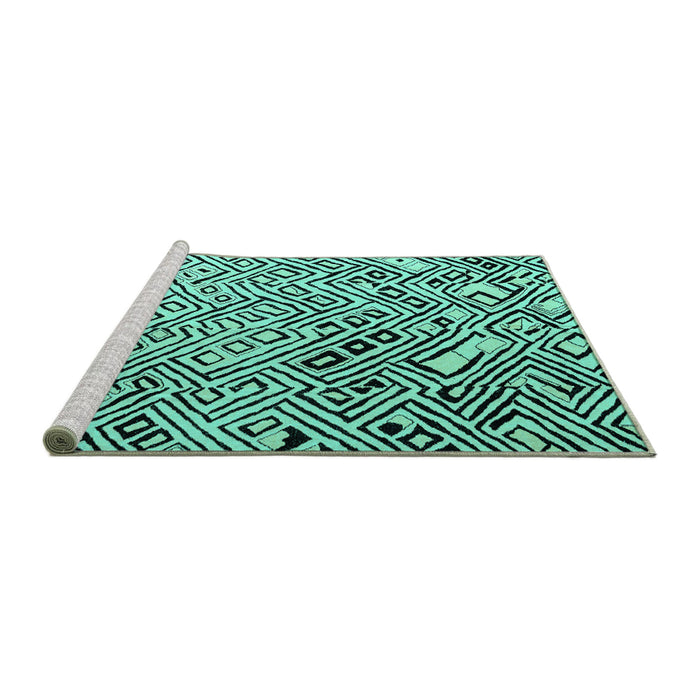 Sideview of Machine Washable Solid Turquoise Modern Area Rugs, wshabs4753turq