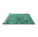 Sideview of Machine Washable Solid Turquoise Modern Area Rugs, wshabs4753turq