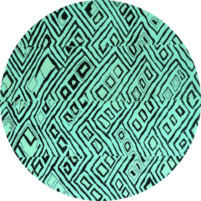 Round Solid Turquoise Modern Rug, abs4753turq