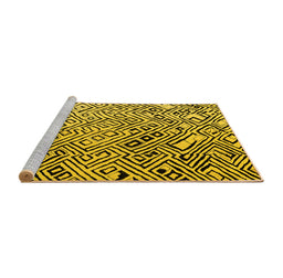 Sideview of Machine Washable Solid Yellow Modern Rug, wshabs4753yw