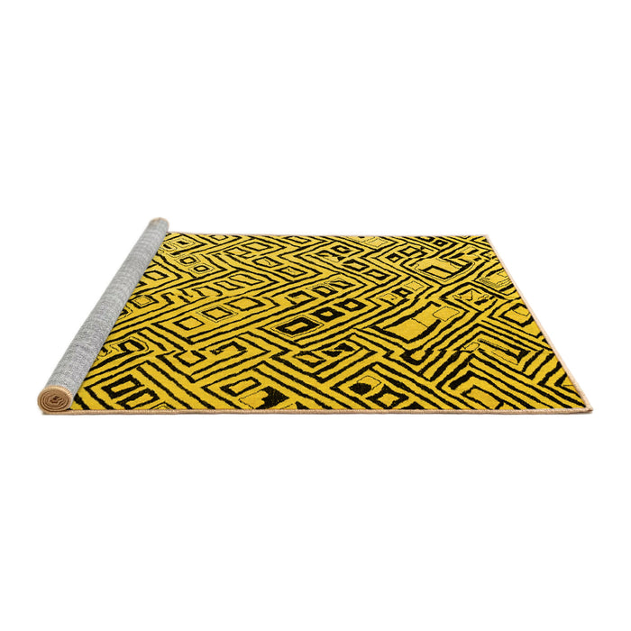 Sideview of Machine Washable Solid Yellow Modern Rug, wshabs4753yw