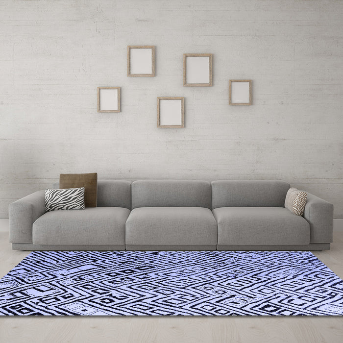 Machine Washable Solid Blue Modern Rug in a Living Room, wshabs4753blu