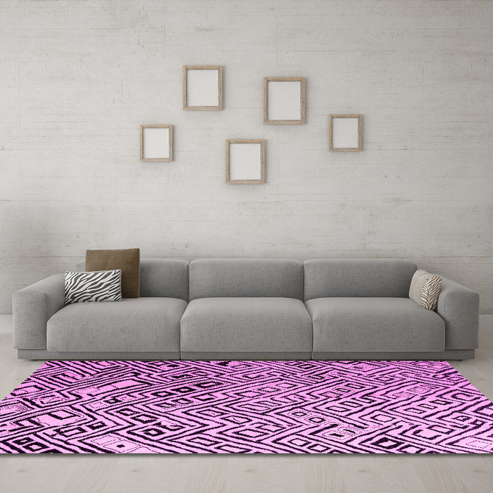 Machine Washable Solid Pink Modern Rug in a Living Room, wshabs4753pnk