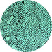 Round Machine Washable Solid Turquoise Modern Area Rugs, wshabs4753turq