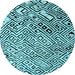 Round Machine Washable Solid Light Blue Modern Rug, wshabs4753lblu