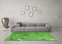 Machine Washable Solid Green Modern Rug, wshabs4753grn