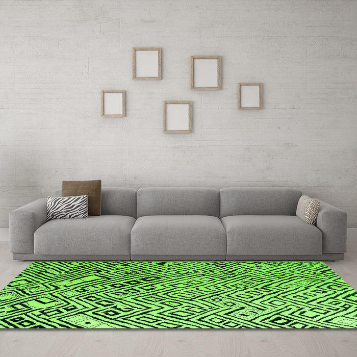 Machine Washable Solid Green Modern Area Rugs in a Living Room,, wshabs4753grn