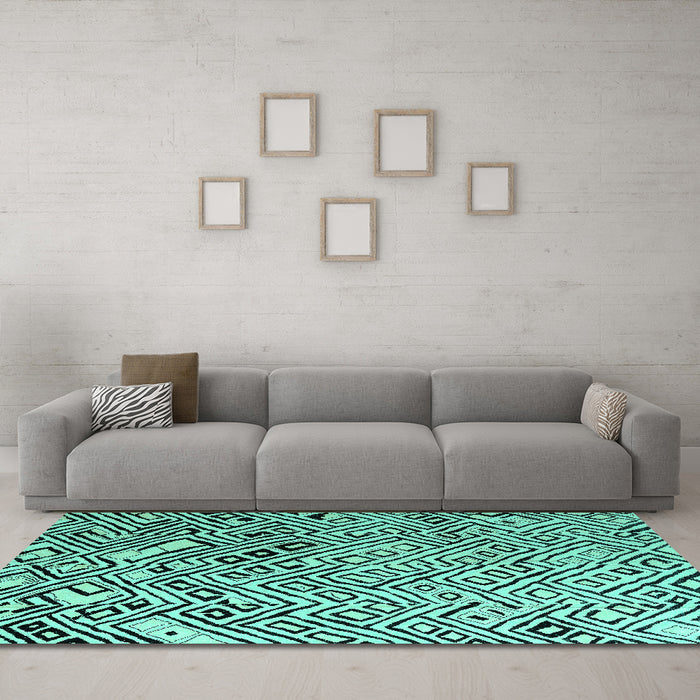 Machine Washable Solid Turquoise Modern Area Rugs in a Living Room,, wshabs4753turq