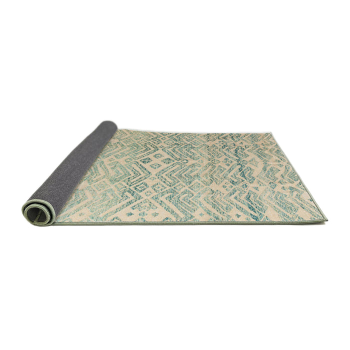 Sideview of Abstract Green Solid Rug, abs4754