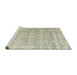 Sideview of Machine Washable Abstract Green Rug, wshabs4754