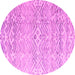 Round Machine Washable Solid Pink Modern Rug, wshabs4754pnk