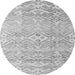 Round Machine Washable Solid Gray Modern Rug, wshabs4754gry