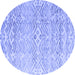 Round Machine Washable Solid Blue Modern Rug, wshabs4754blu