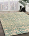 Machine Washable Abstract Green Rug in a Family Room, wshabs4754