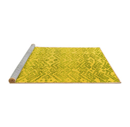 Sideview of Machine Washable Solid Yellow Modern Rug, wshabs4754yw