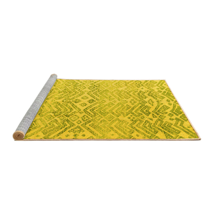 Sideview of Machine Washable Solid Yellow Modern Rug, wshabs4754yw
