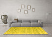 Machine Washable Solid Yellow Modern Rug in a Living Room, wshabs4754yw