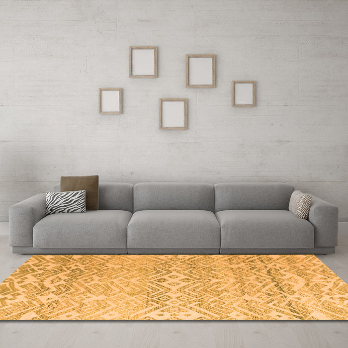 Machine Washable Solid Orange Modern Area Rugs in a Living Room, wshabs4754org