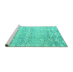 Sideview of Machine Washable Solid Turquoise Modern Area Rugs, wshabs4754turq