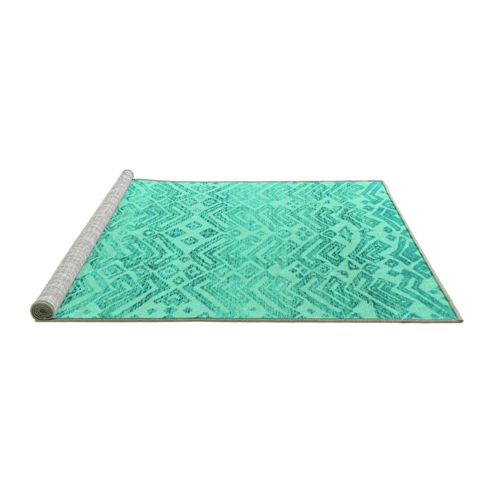 Sideview of Machine Washable Solid Turquoise Modern Area Rugs, wshabs4754turq