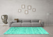 Machine Washable Solid Turquoise Modern Area Rugs in a Living Room,, wshabs4754turq