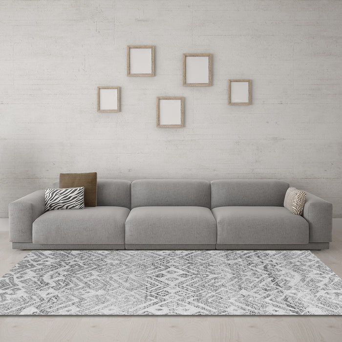 Machine Washable Solid Gray Modern Rug in a Living Room,, wshabs4754gry