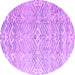 Round Machine Washable Solid Purple Modern Area Rugs, wshabs4754pur