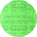 Round Machine Washable Solid Green Modern Area Rugs, wshabs4754grn