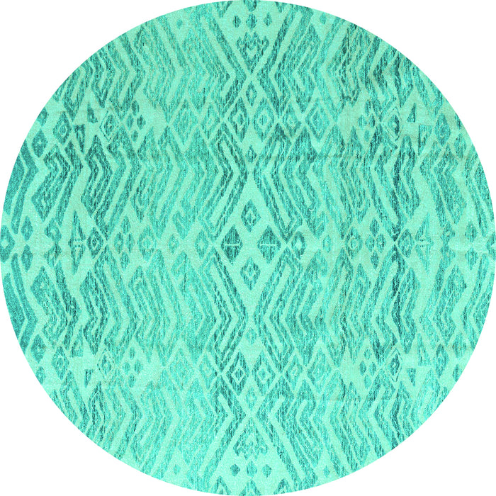 Round Solid Turquoise Modern Rug, abs4754turq