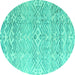 Round Solid Turquoise Modern Rug, abs4754turq