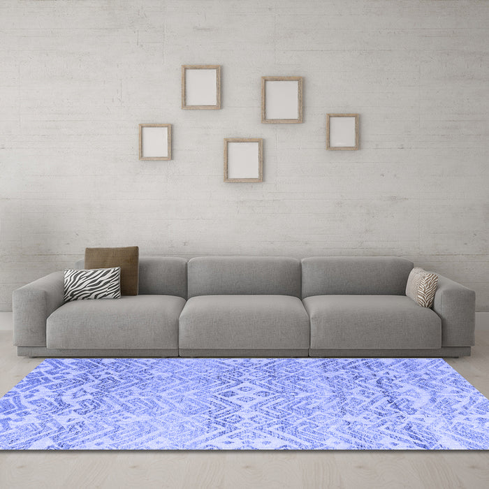 Machine Washable Solid Blue Modern Rug in a Living Room, wshabs4754blu