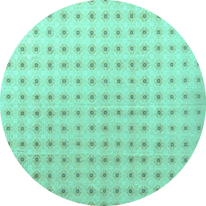 Round Abstract Turquoise Modern Rug, abs4755turq
