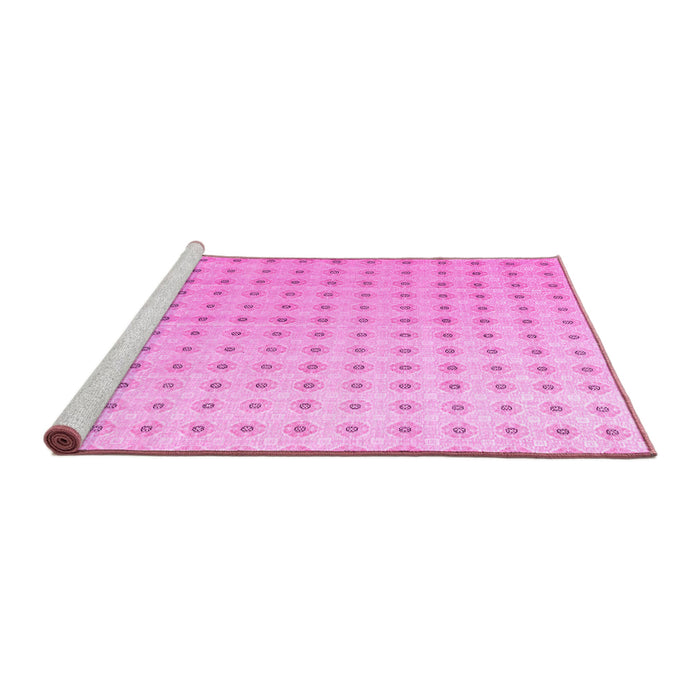 Sideview of Machine Washable Abstract Pink Modern Rug, wshabs4755pnk