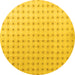 Round Machine Washable Abstract Yellow Modern Rug, wshabs4755yw