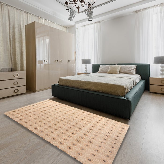 Abstract Pastel Orange Modern Rug in a Bedroom, abs4755