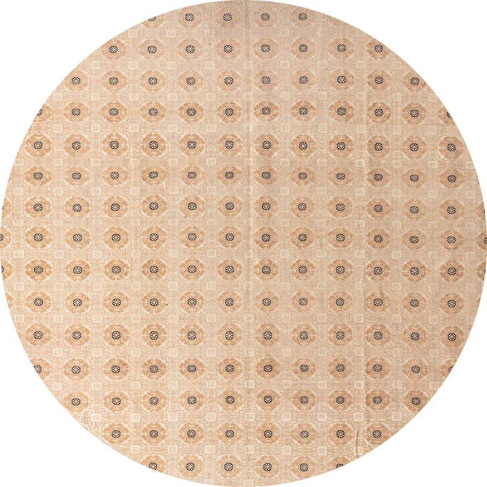Round Machine Washable Abstract Pastel Orange Rug, wshabs4755